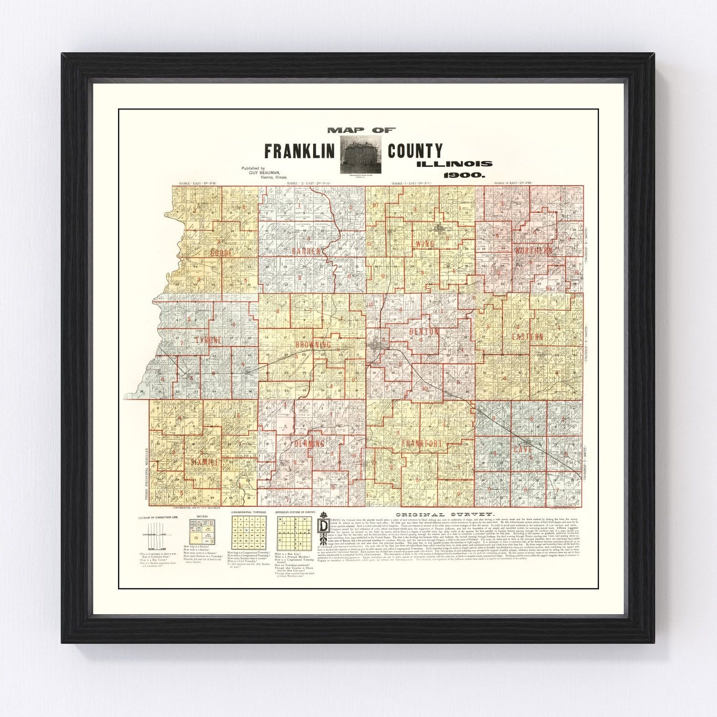 vintage map of Franklin County, Illinois, 1900