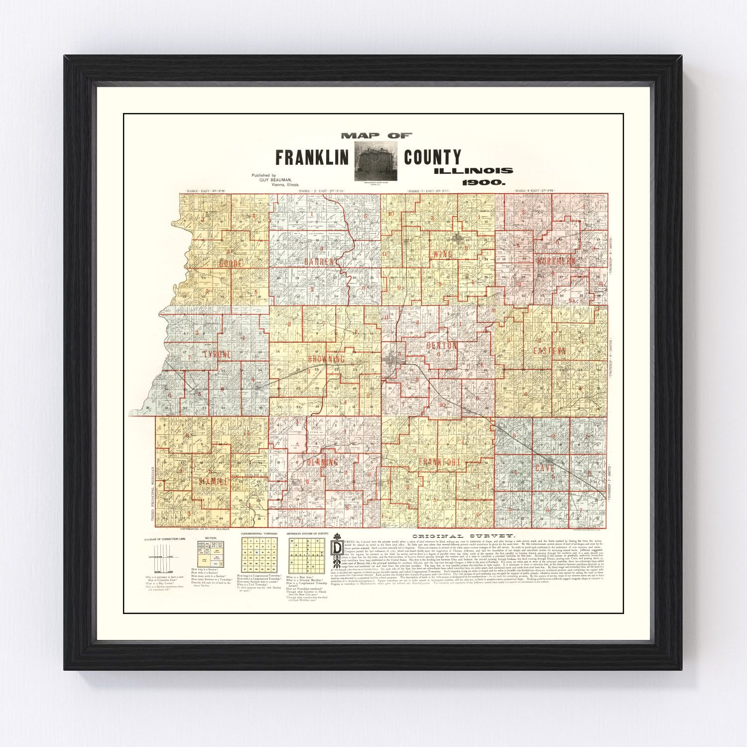 vintage map of Franklin County, Illinois, 1900