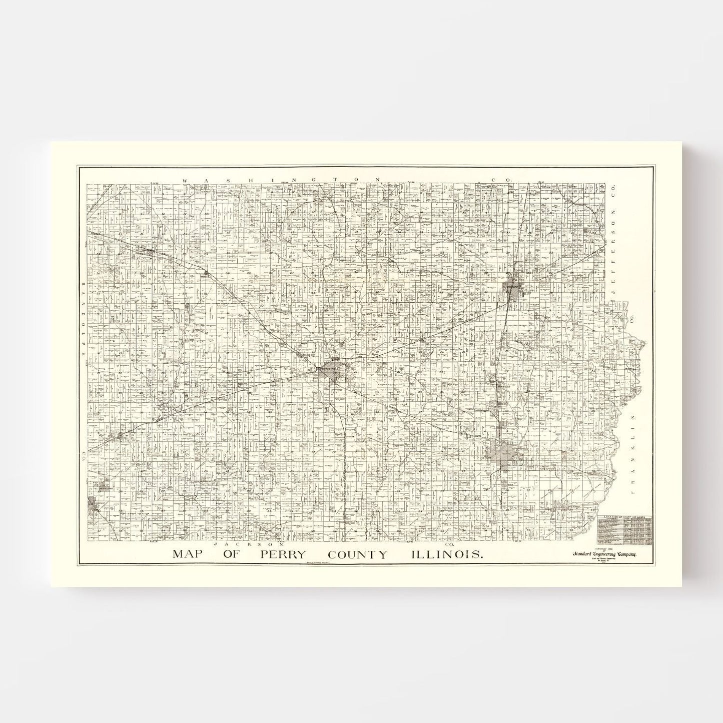 Vintage Map of Perry County, Illinois, 1908