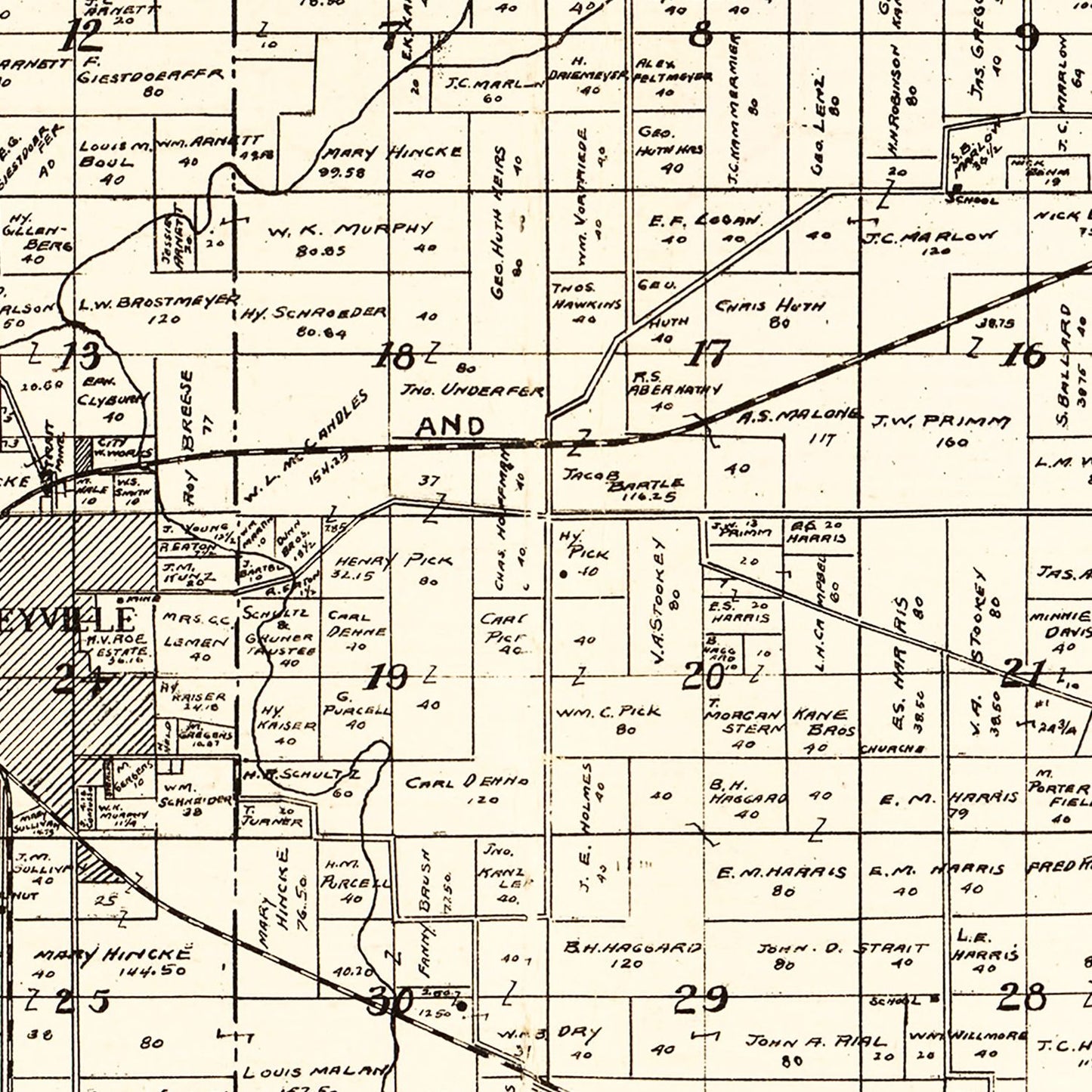 Vintage Map of Perry County, Illinois, 1908