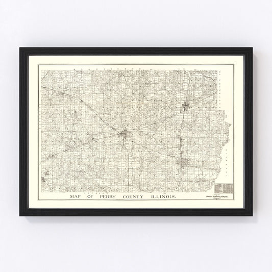 vintage map of Perry County, Illinois, 1908