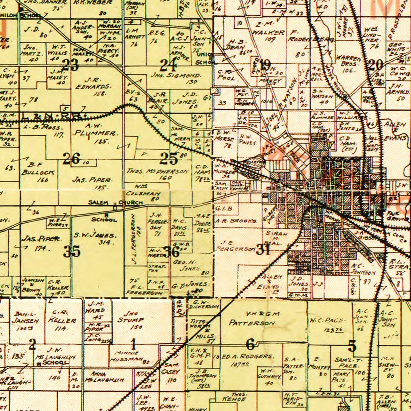 Vintage Map of Jefferson County, Illinois, 1900