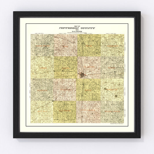 Vintage map of Jefferson County, Illinois, 1900