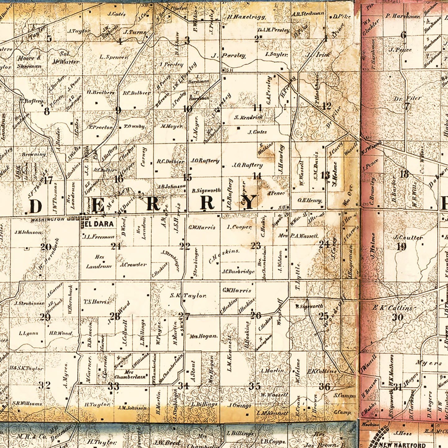Vintage Map of Pike County, Illinois, 1860