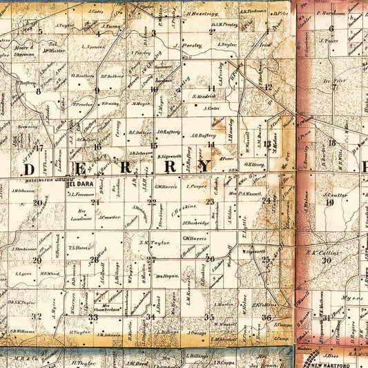 Vintage Map of Pike County, Illinois, 1860