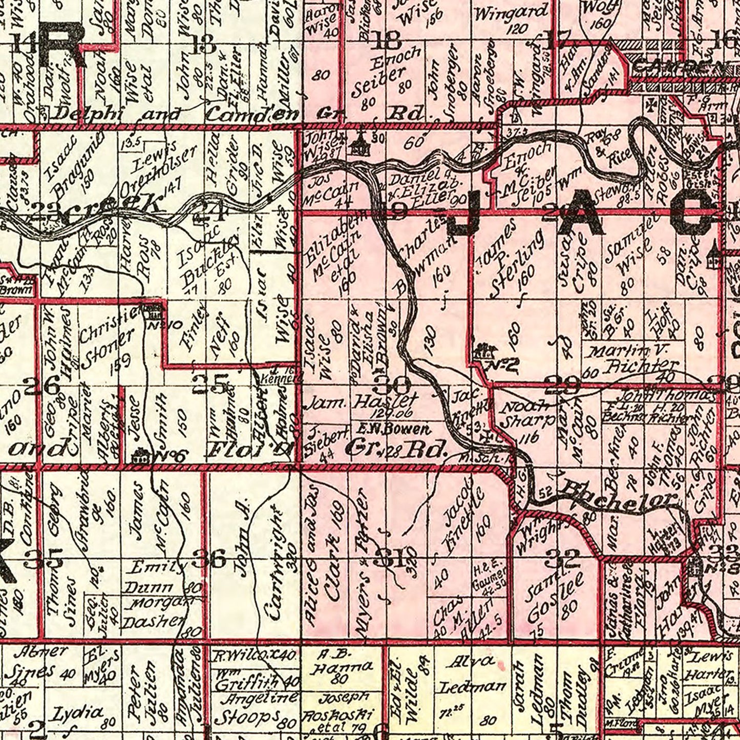 Vintage Map of Carroll County, Indiana, 1898