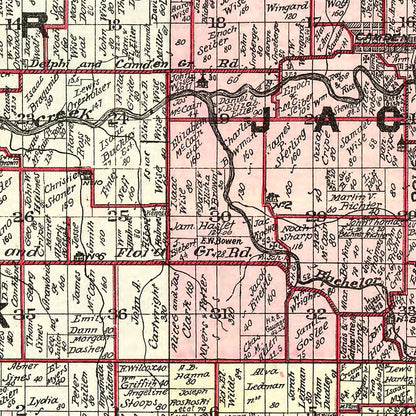 Vintage Map of Carroll County, Indiana, 1898