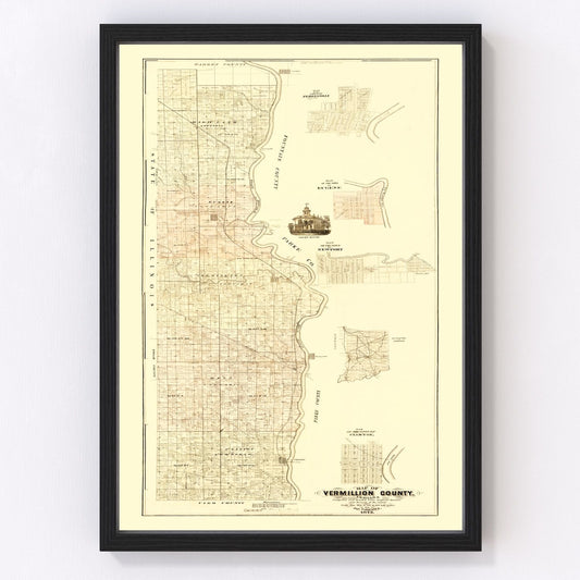 Vintage map of Vermillion County, Indiana, 1872