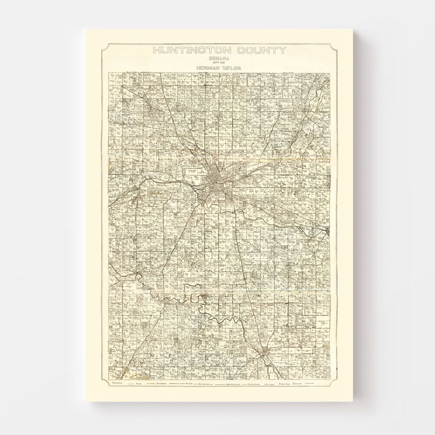 Vintage Map of Huntington County, Indiana, 1903