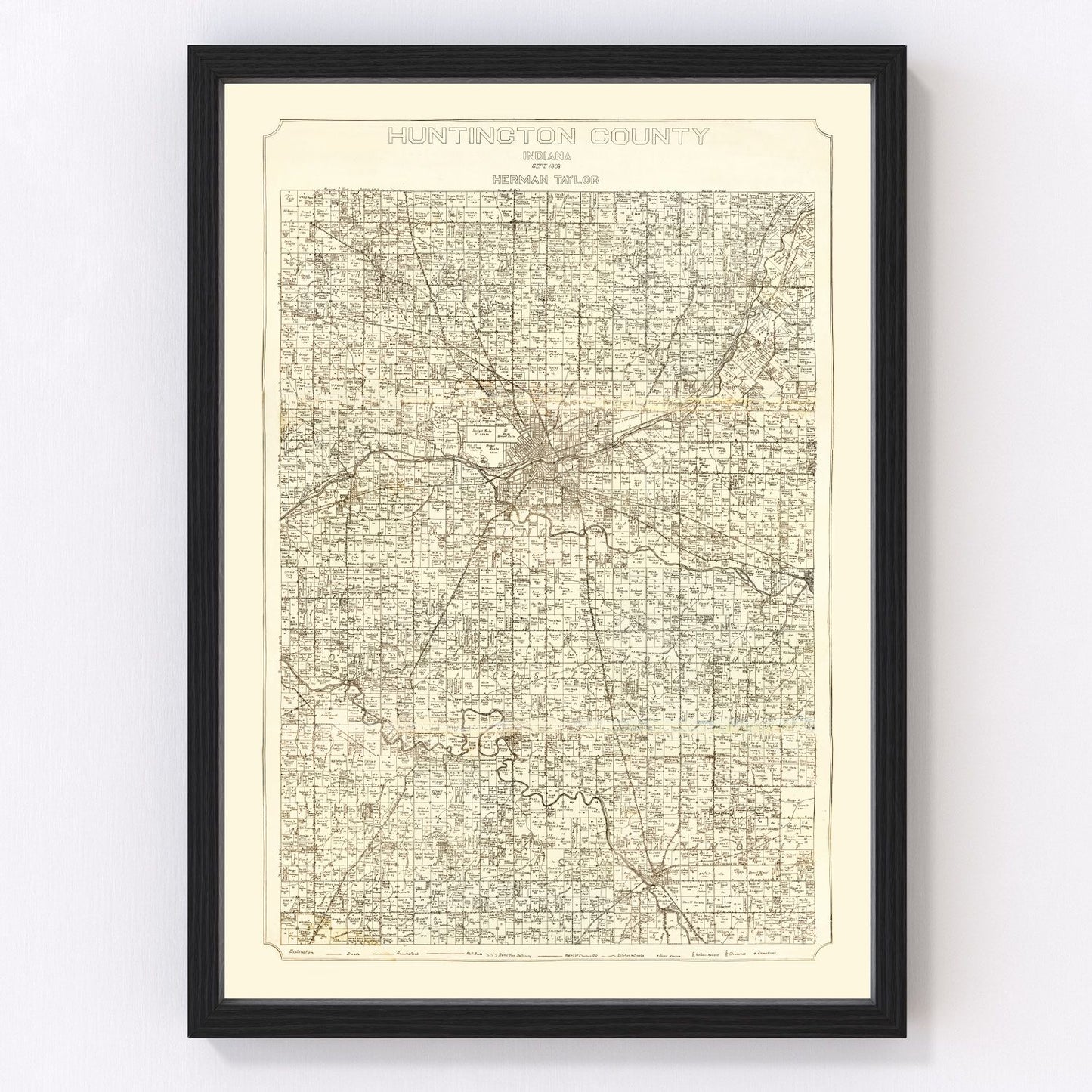 vintage map of Huntington County, Indiana, 1903