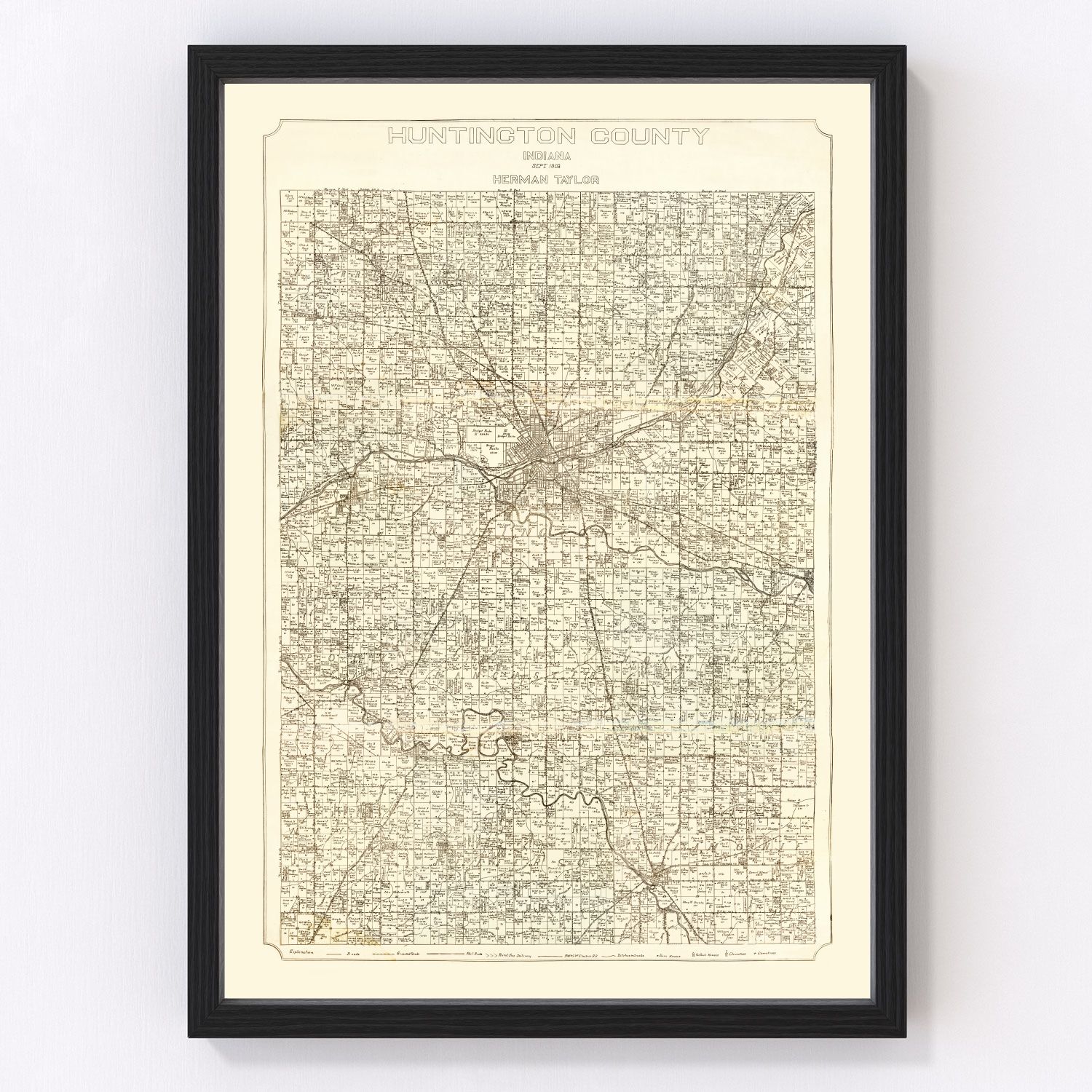 vintage map of Huntington County, Indiana, 1903