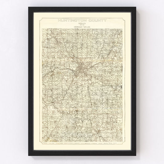 vintage map of Huntington County, Indiana, 1903