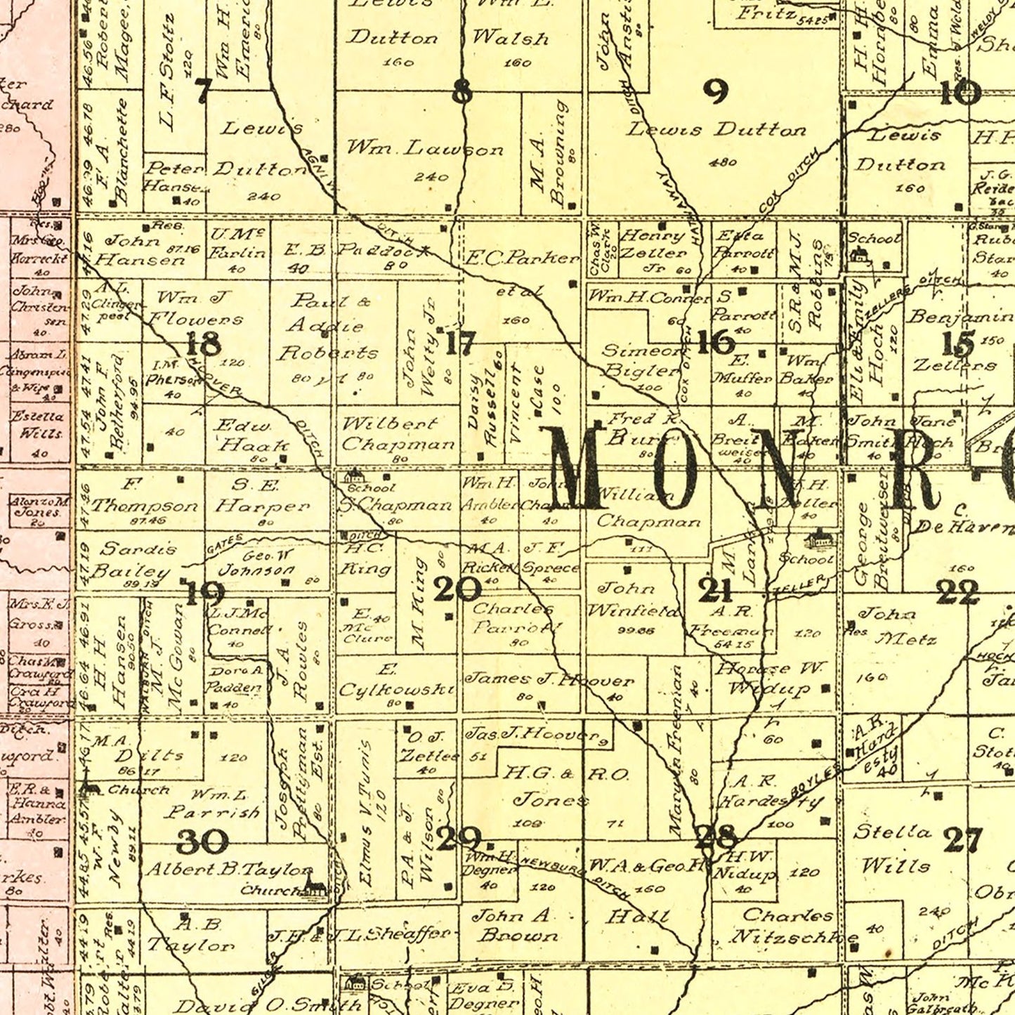 Vintage Map of Pulaski County, Indiana, 1907