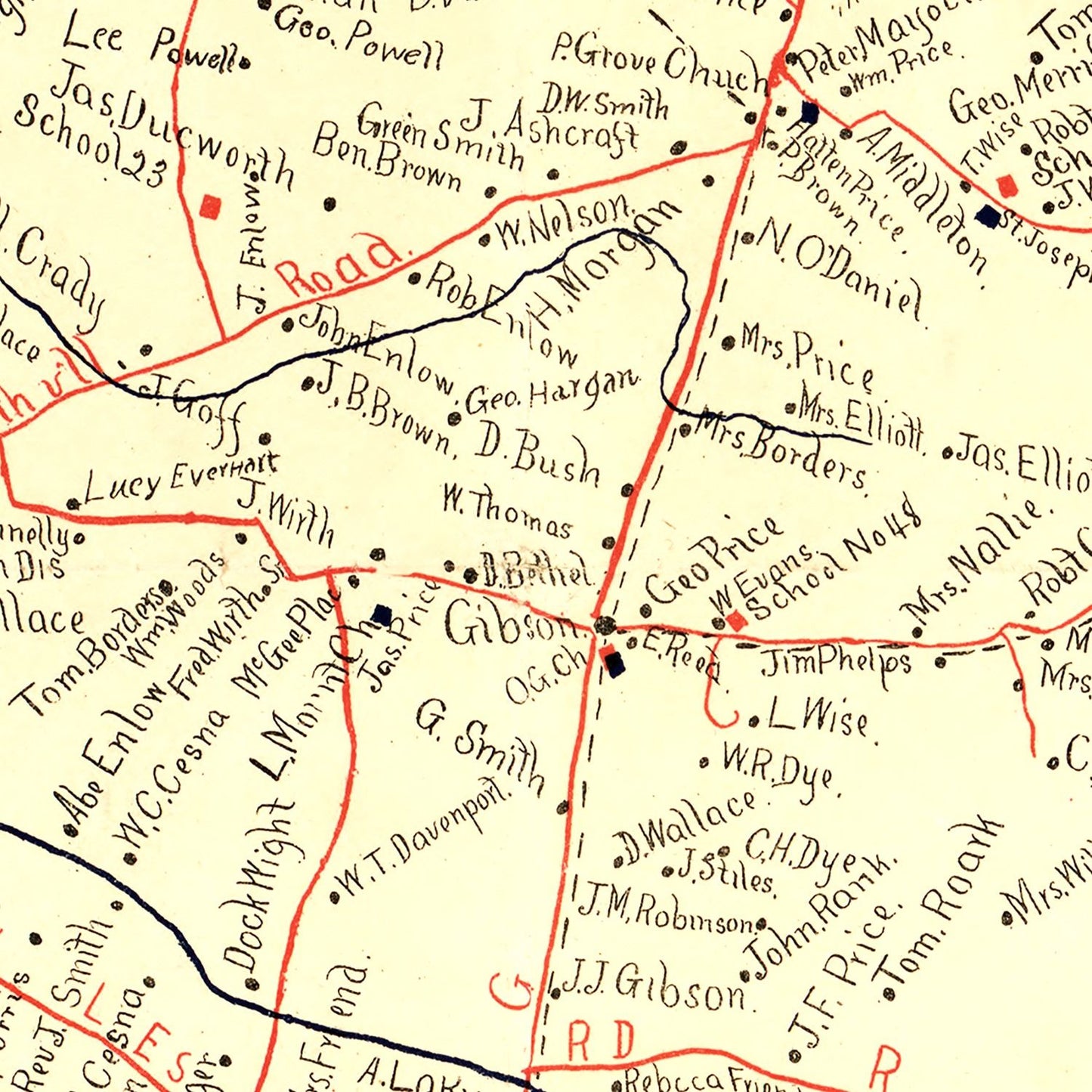 Vintage Map of Larue County, Kentucky, 1899
