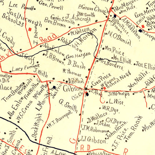 Vintage Map of Larue County, Kentucky, 1899