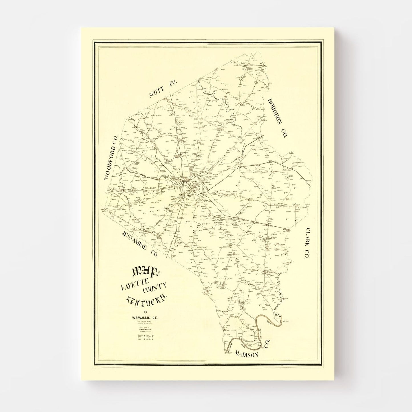Vintage Map of Fayette County, Kentucky, 1891