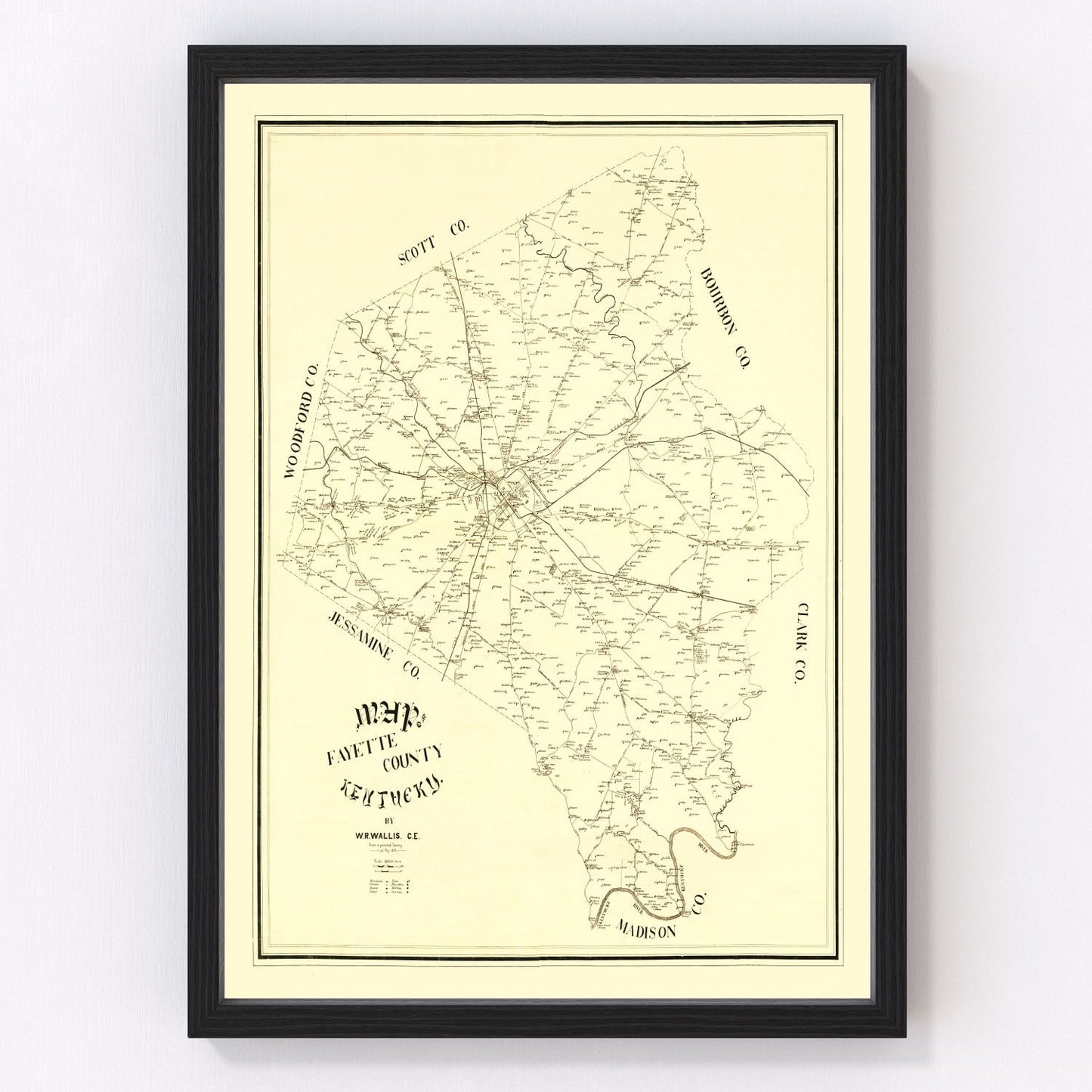 vintage map of Fayette County, Kentucky, 1891