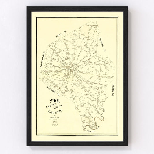vintage map of Fayette County, Kentucky, 1891