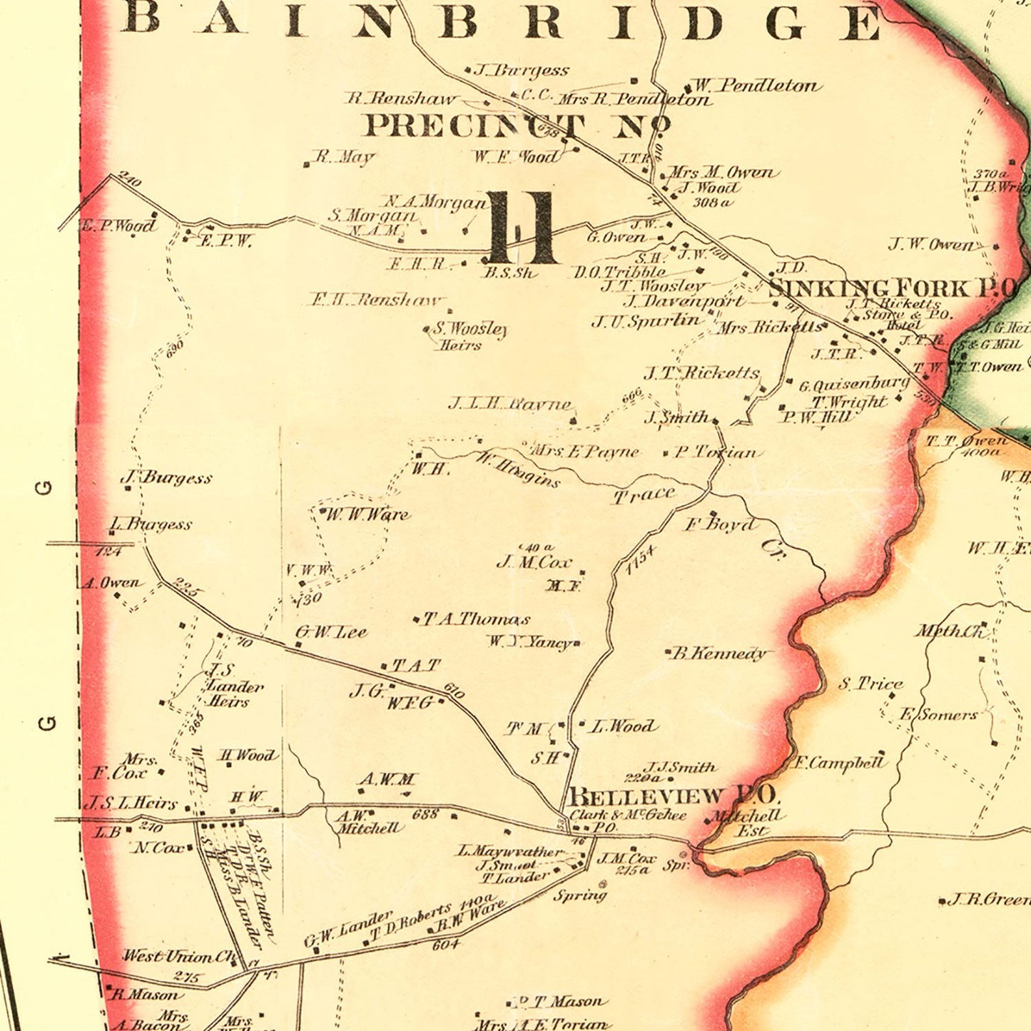 Vintage Map of Christian County, Kentucky, 1878