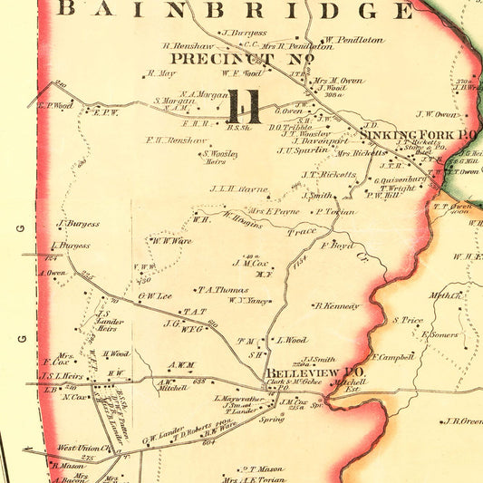 Vintage Map of Christian County, Kentucky, 1878