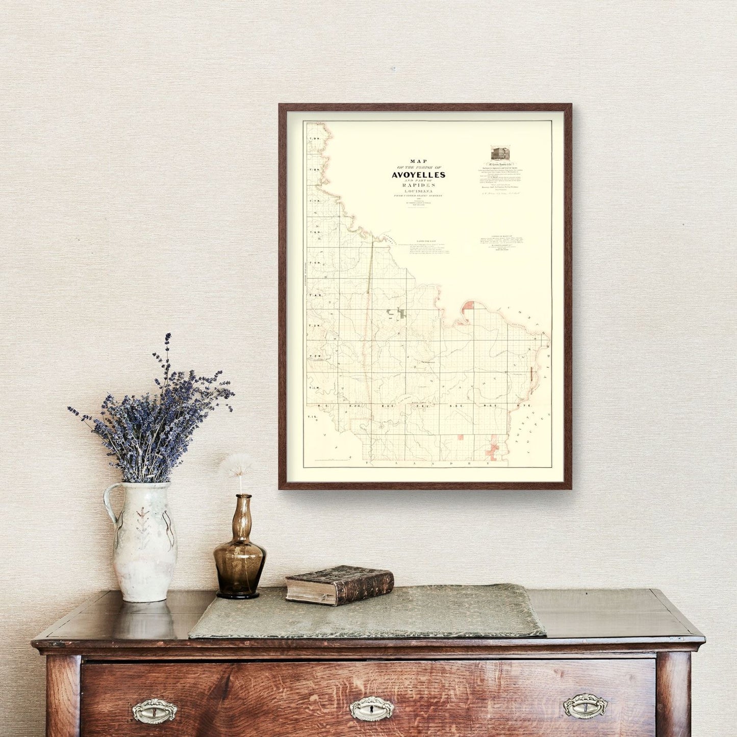 Vintage Map of Avoyelles Parish, Louisiana, 1860