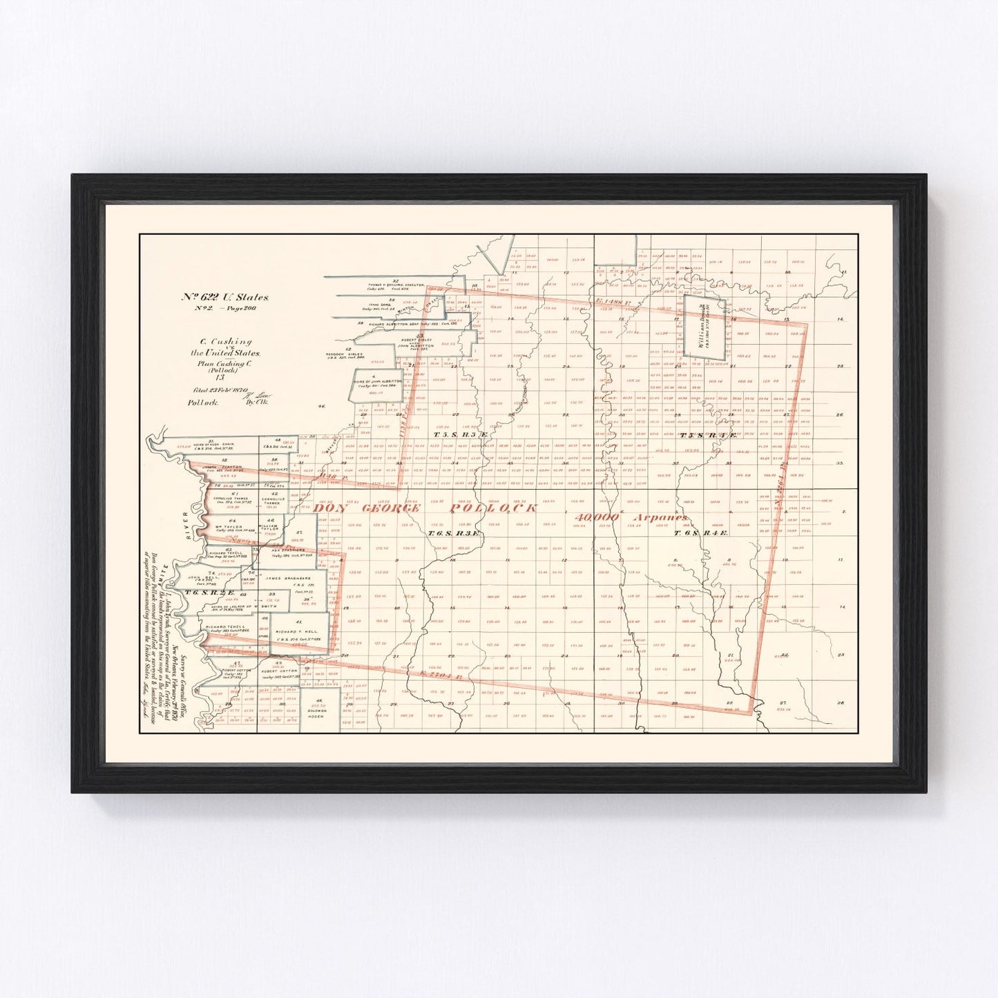 vintage map of Livingston Parish, Louisiana, 1870