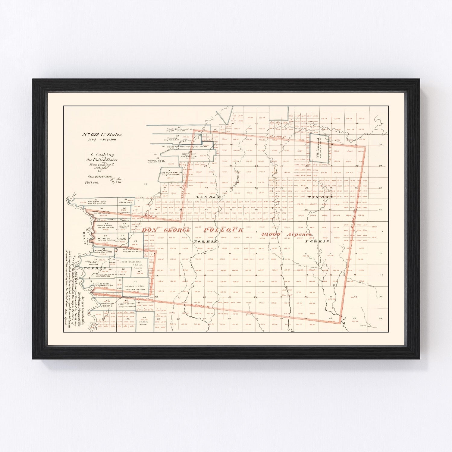 vintage map of Livingston Parish, Louisiana, 1870