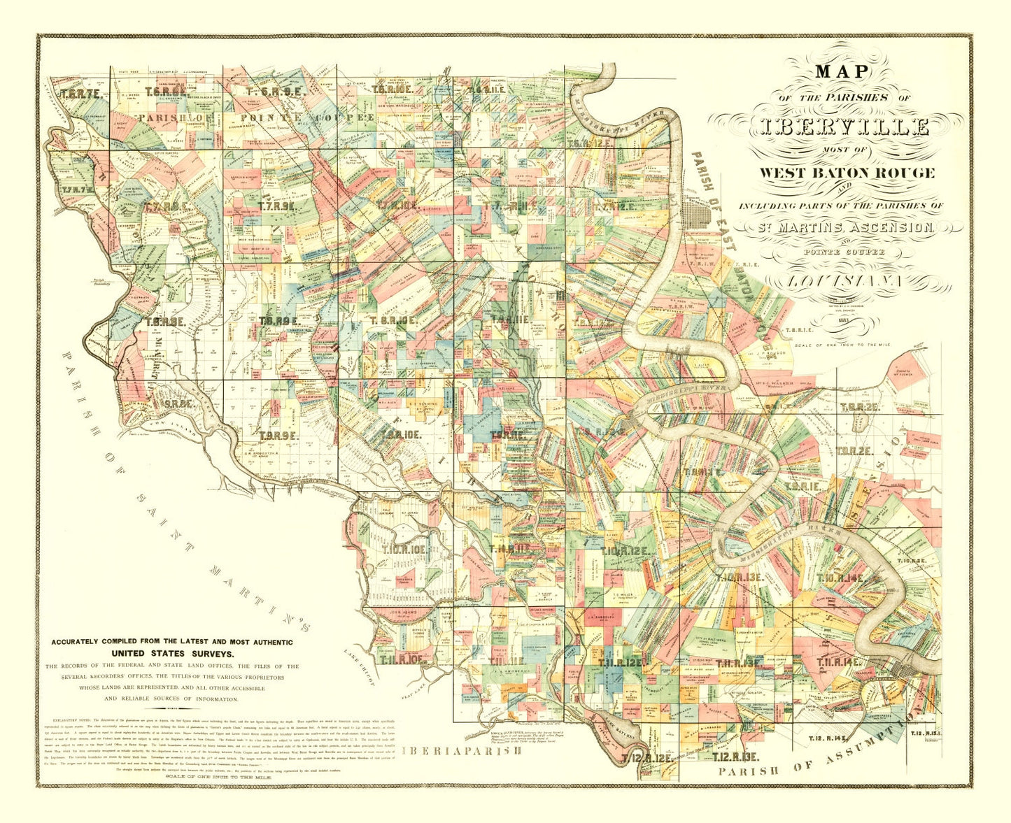 Vintage Map of Iberville Parish, Louisiana, 1883