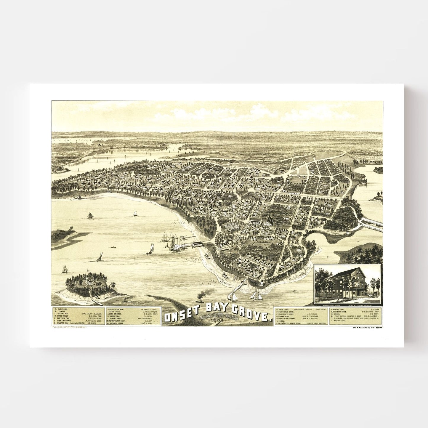 Vintage Map of Wareham, Massachusetts, 1885
