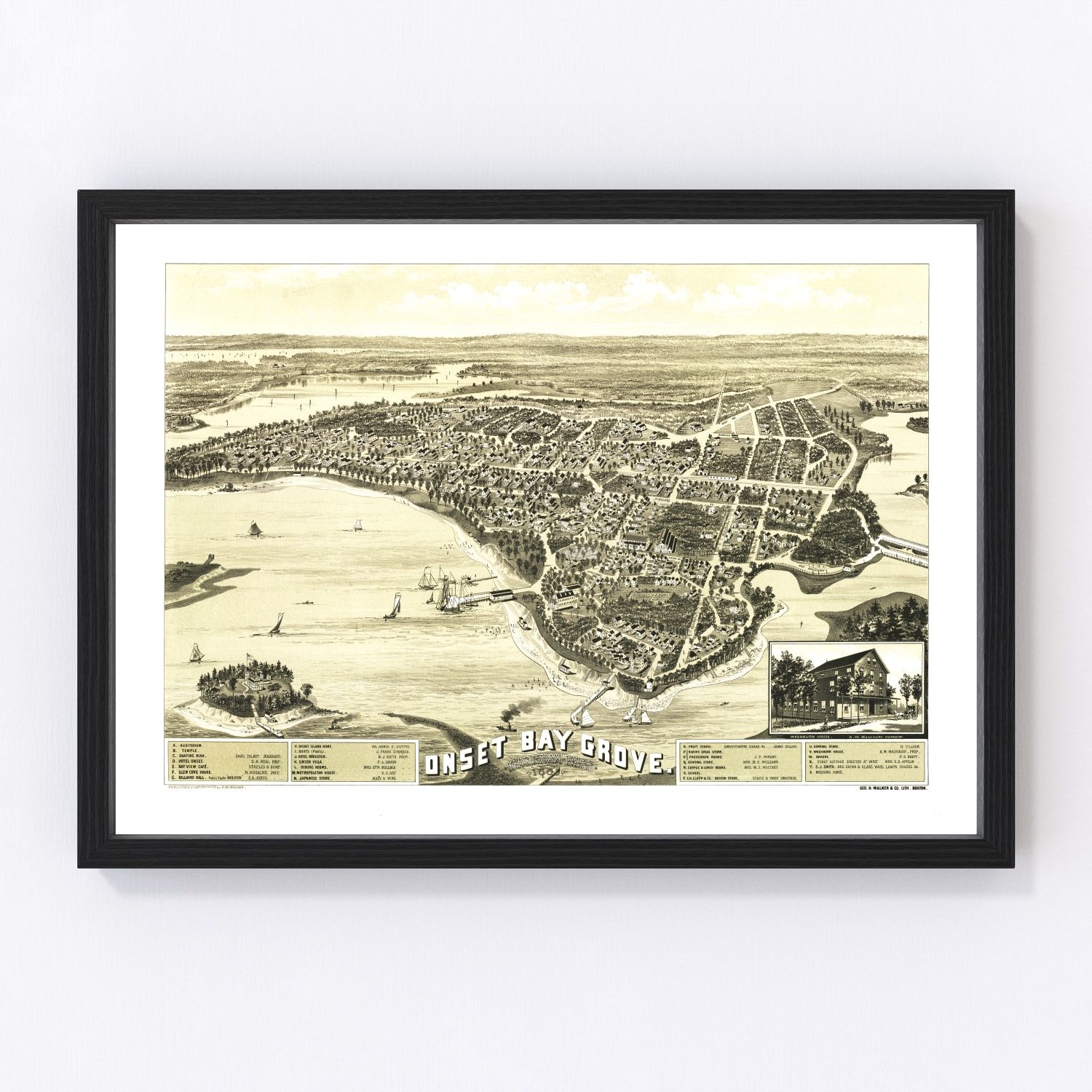 Vintage map of Wareham, Massachusetts, 1885, digitally restored