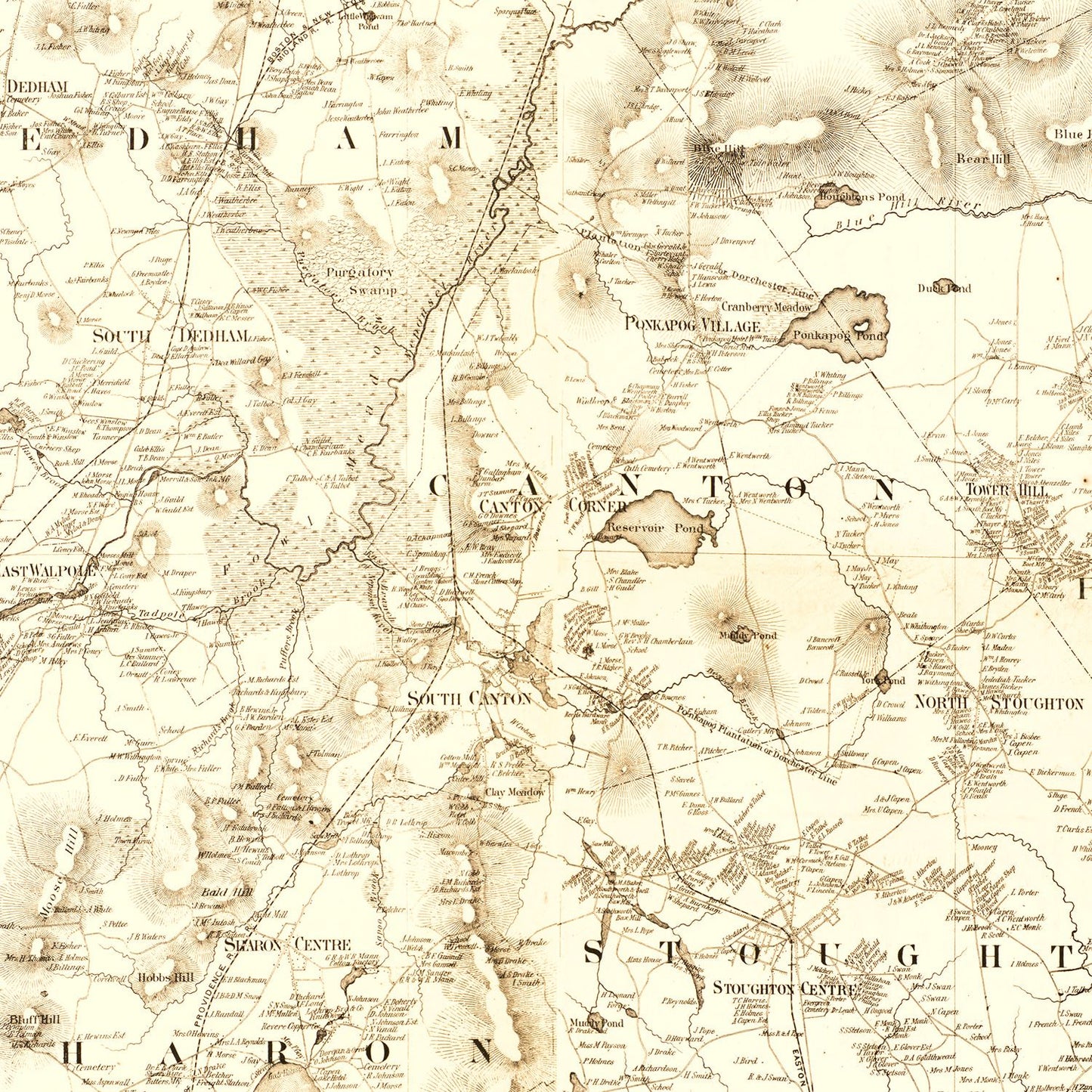Vintage Map of Norfolk County, Massachusetts, 1858