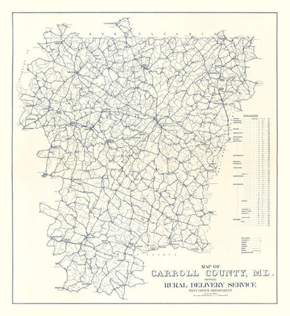 Vintage Map of Carroll County, Maryland, 1911