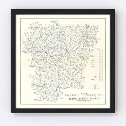 Vintage map of Carroll County, Maryland, 1911, restored vintage wall art print