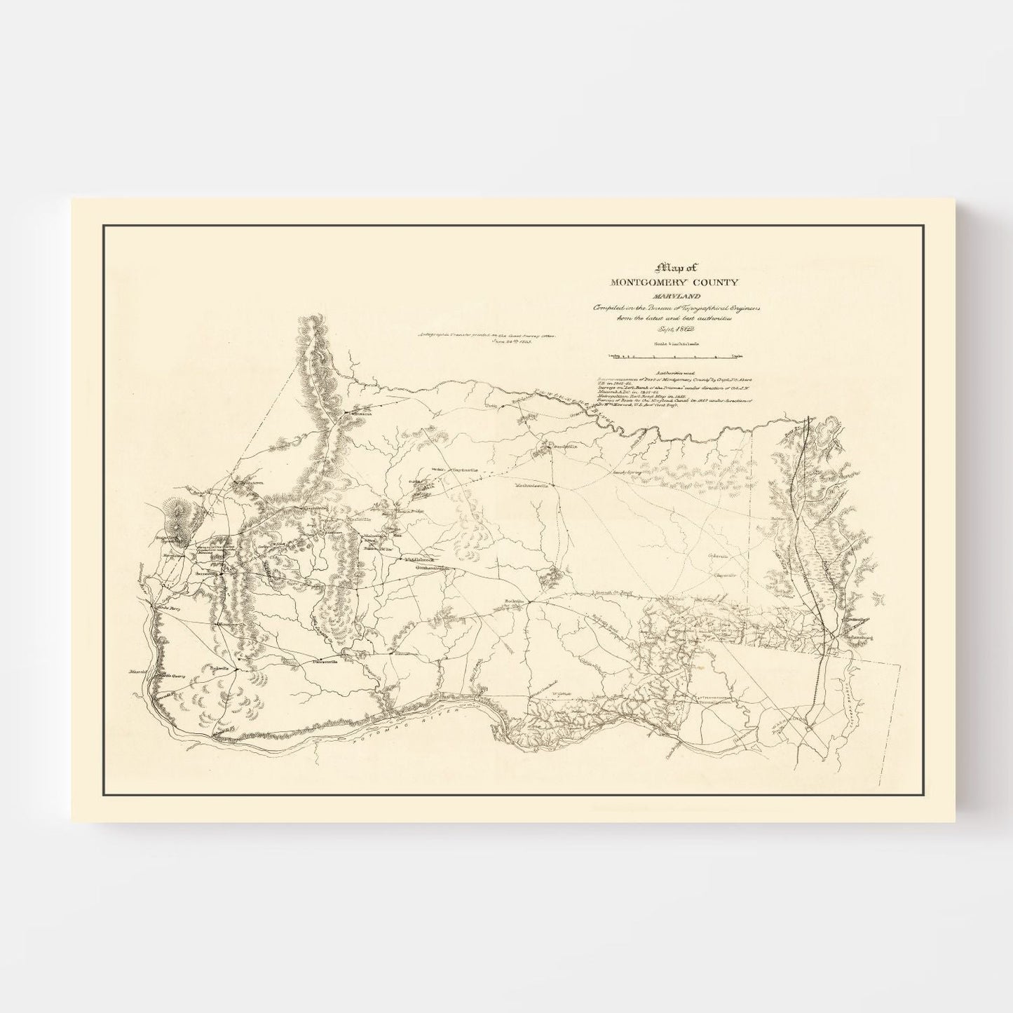 Vintage Map of Montgomery County, Maryland, 1862