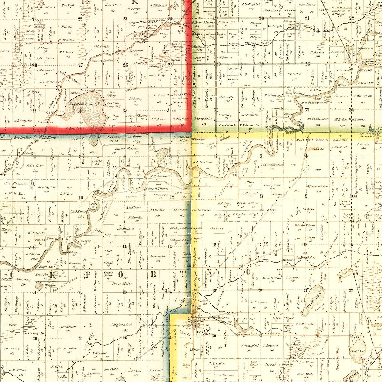Vintage Map of St. Joseph County, Michigan, 1858