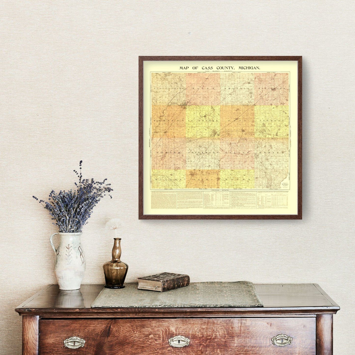 Vintage Map of Cass County, Michigan, 1897