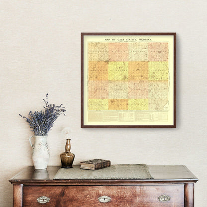 Vintage Map of Cass County, Michigan, 1897