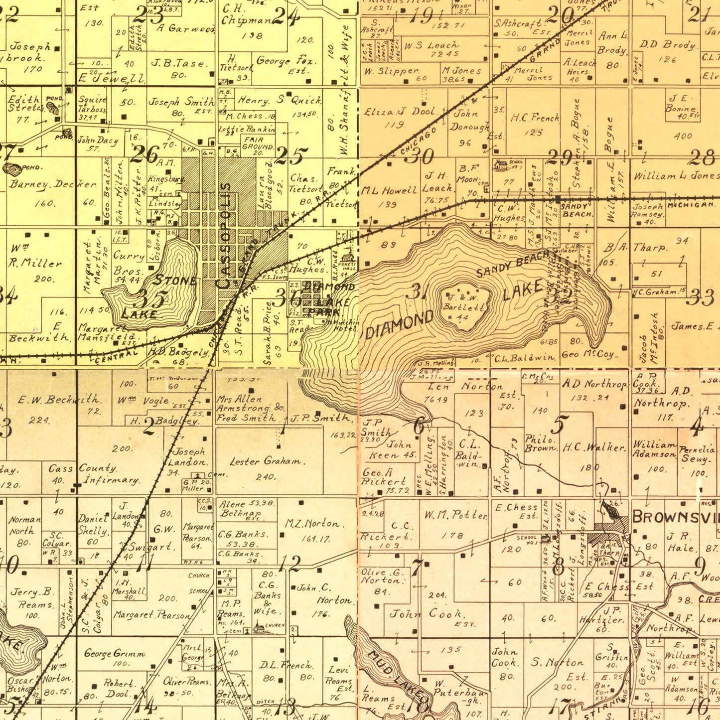 Vintage Map of Cass County, Michigan, 1897