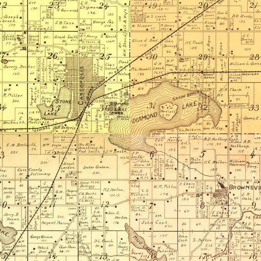 Vintage Map of Cass County, Michigan, 1897