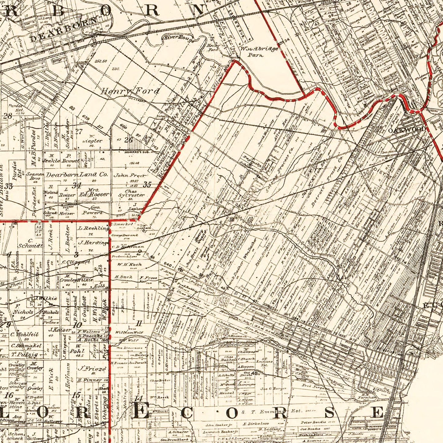 Vintage Map of Wayne County, Michigan 1915