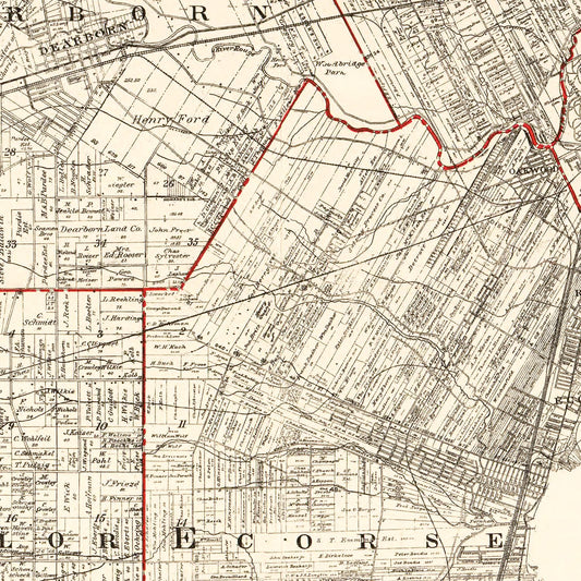 Vintage Map of Wayne County, Michigan 1915