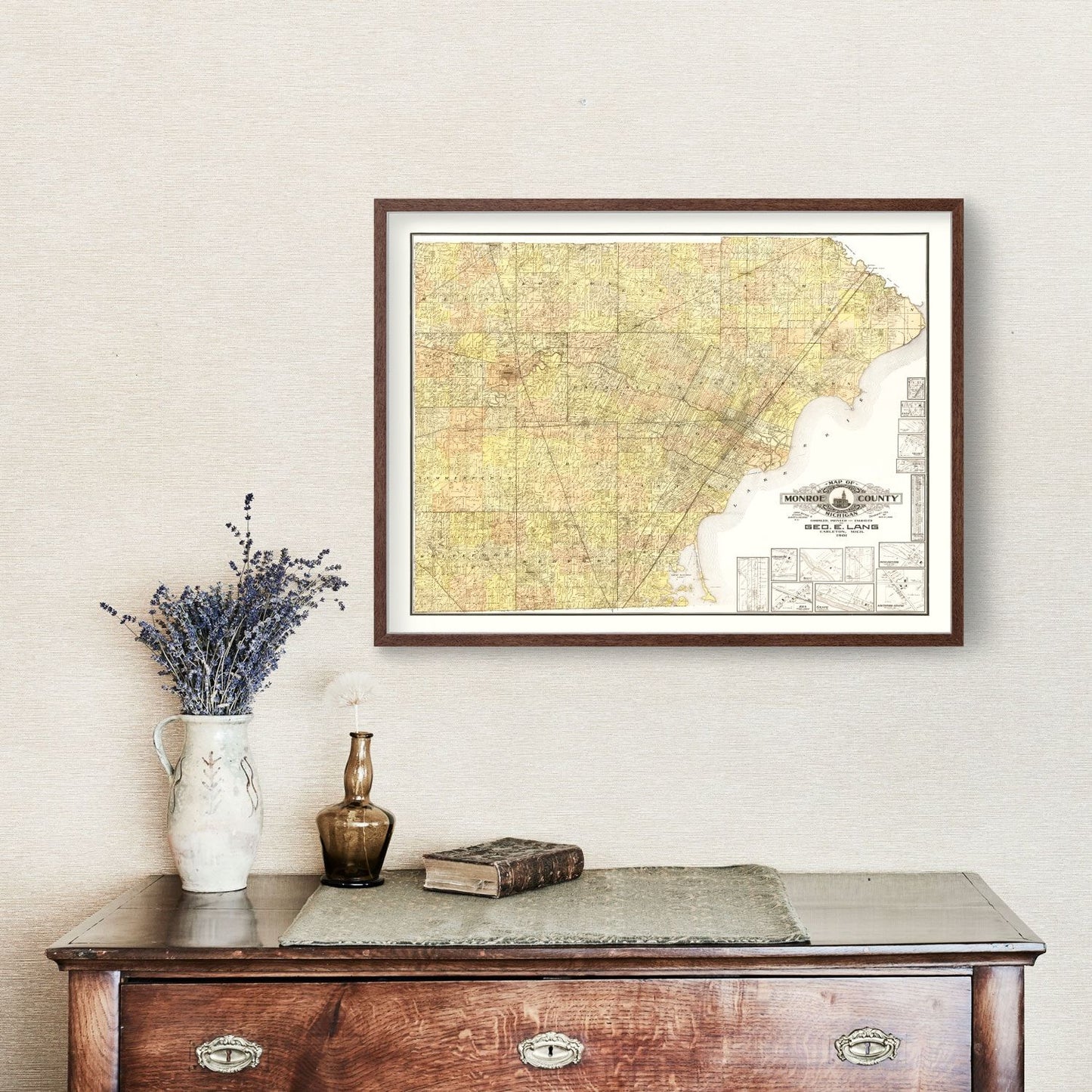Vintage Map of Monroe County, Michigan, 1901