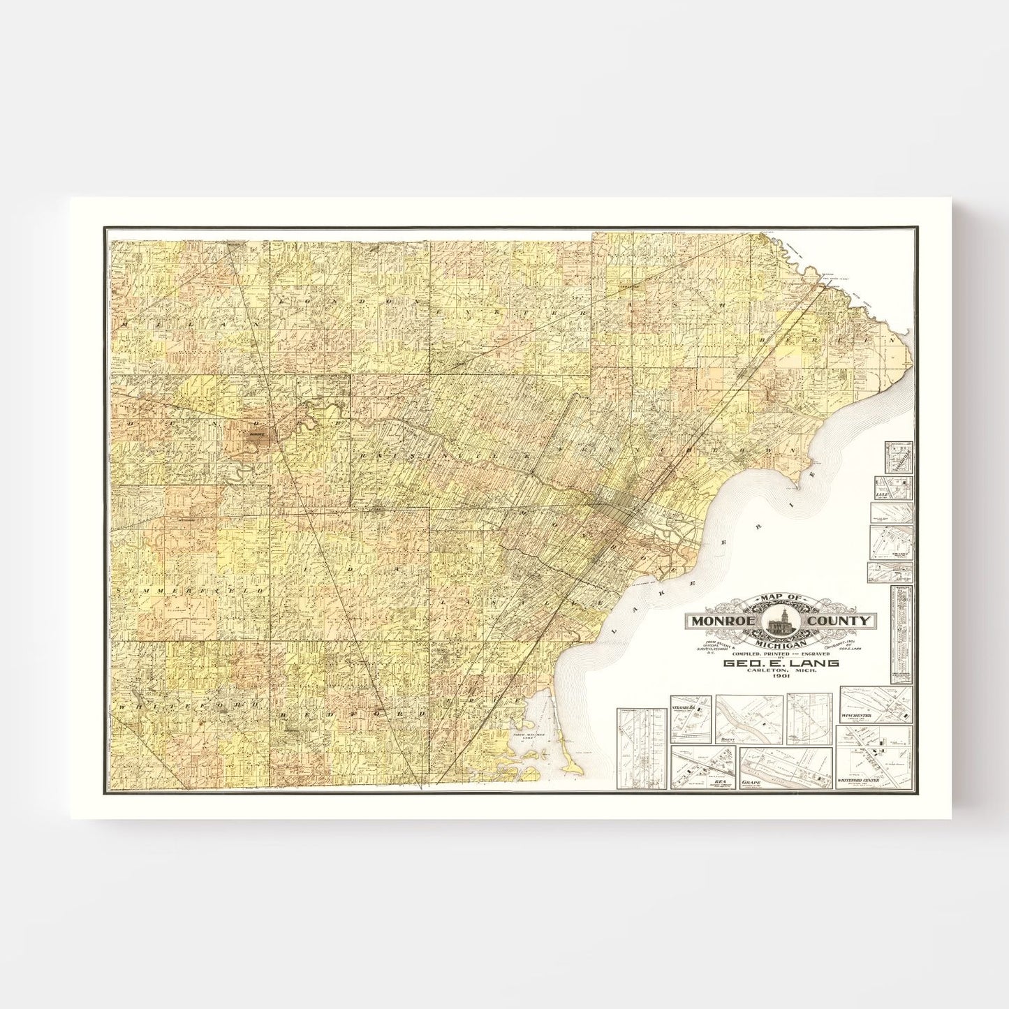 Vintage Map of Monroe County, Michigan, 1901