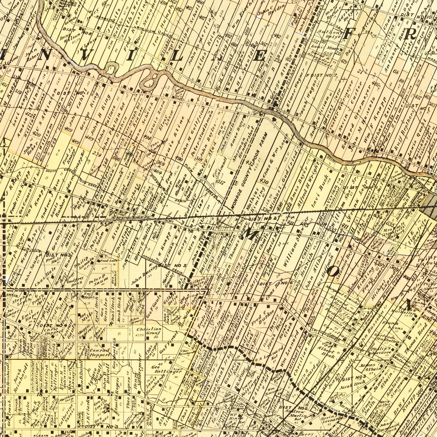 Vintage Map of Monroe County, Michigan, 1901