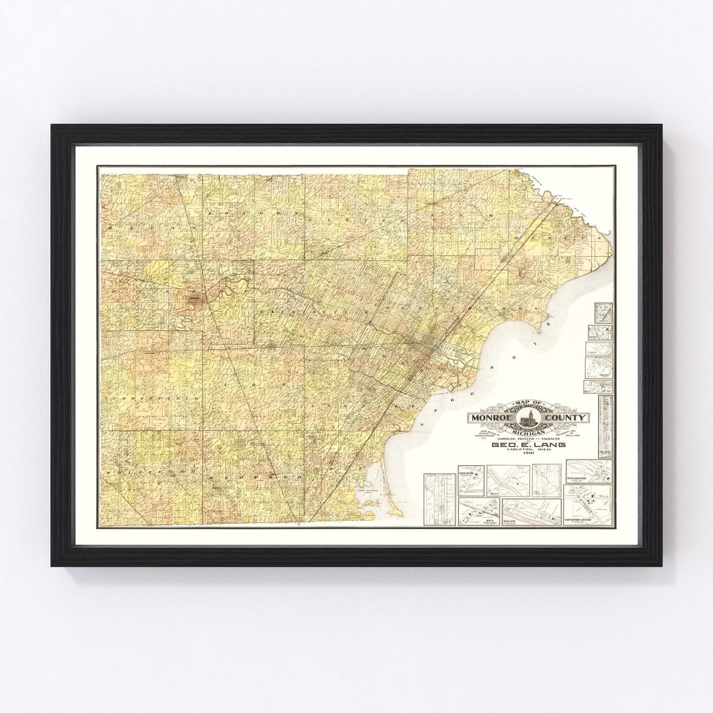 Vintage map of Monroe County, Michigan, 1901