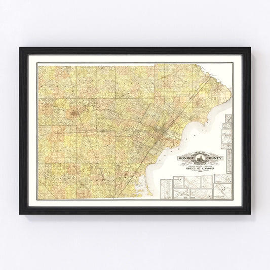 Vintage map of Monroe County, Michigan, 1901