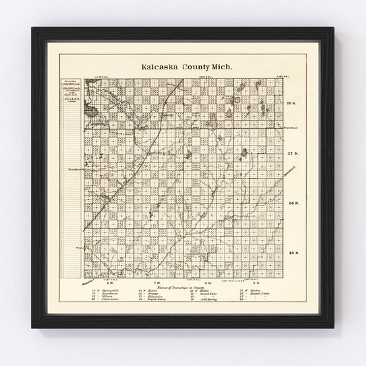 Vintage map of Kalkaska County, Michigan, 1878