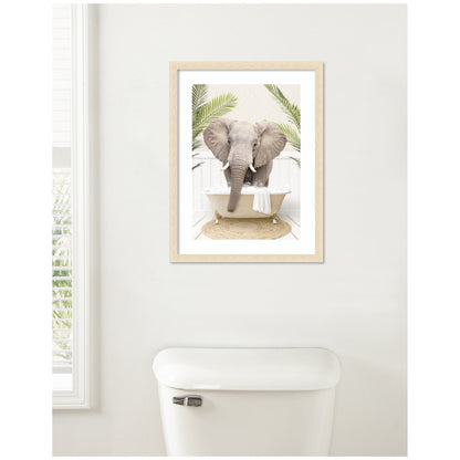 Elephant Front Palm Bathtub by Amy Peterson Framed Wall Art Print