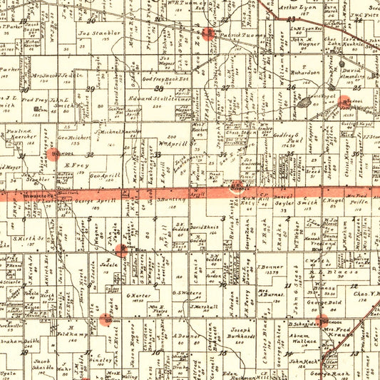 Vintage Map of Washtenaw County, Michigan 1896