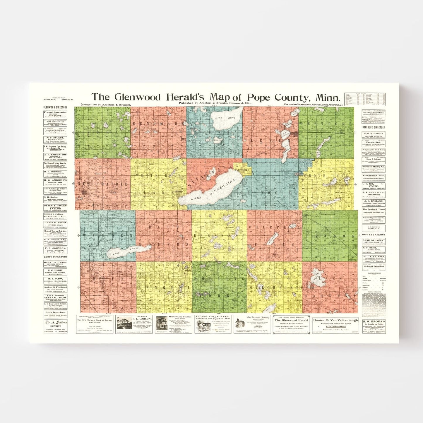 Vintage Map of Pope County, Minnesota, 1901